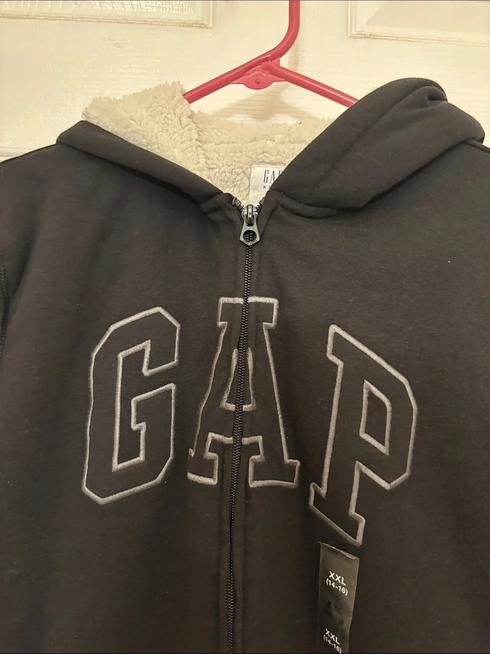 GAP Kids Black Sherpa-Lined Zip Hoodie nwt XXL 14-16